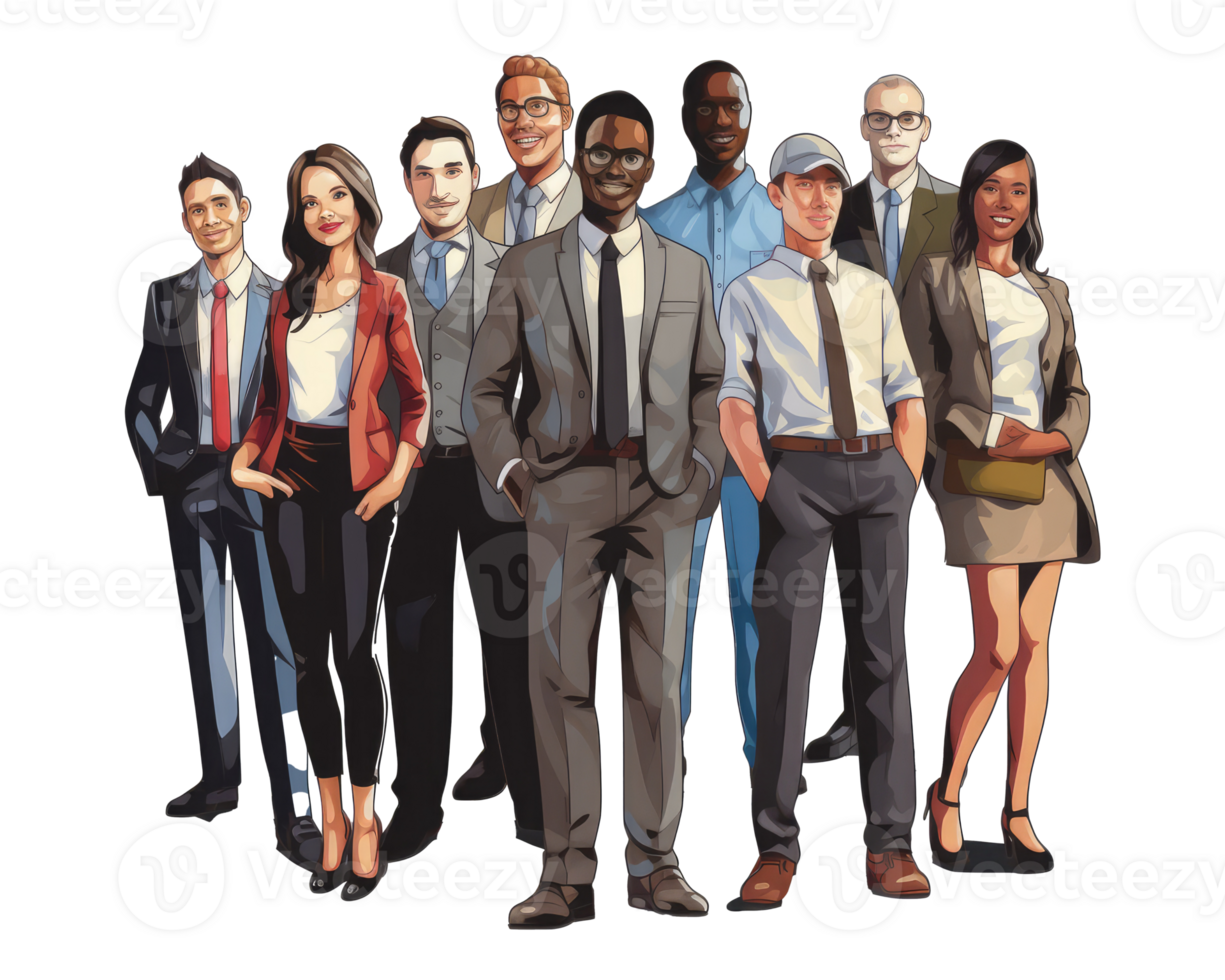 business attire, such as men and women in suits . AI Generated png