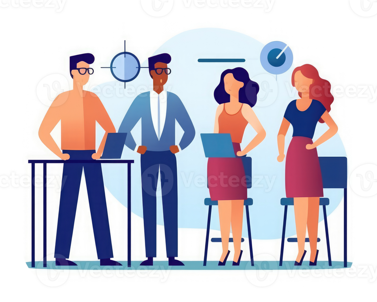 Business men and women employees set goals and objectives for their online activity business theme . AI Generated png