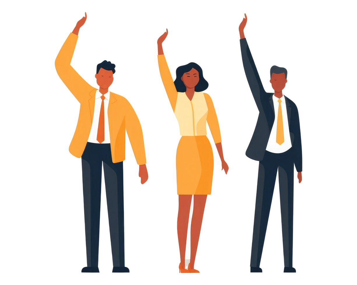 business people standing with hands raised . AI Generated png