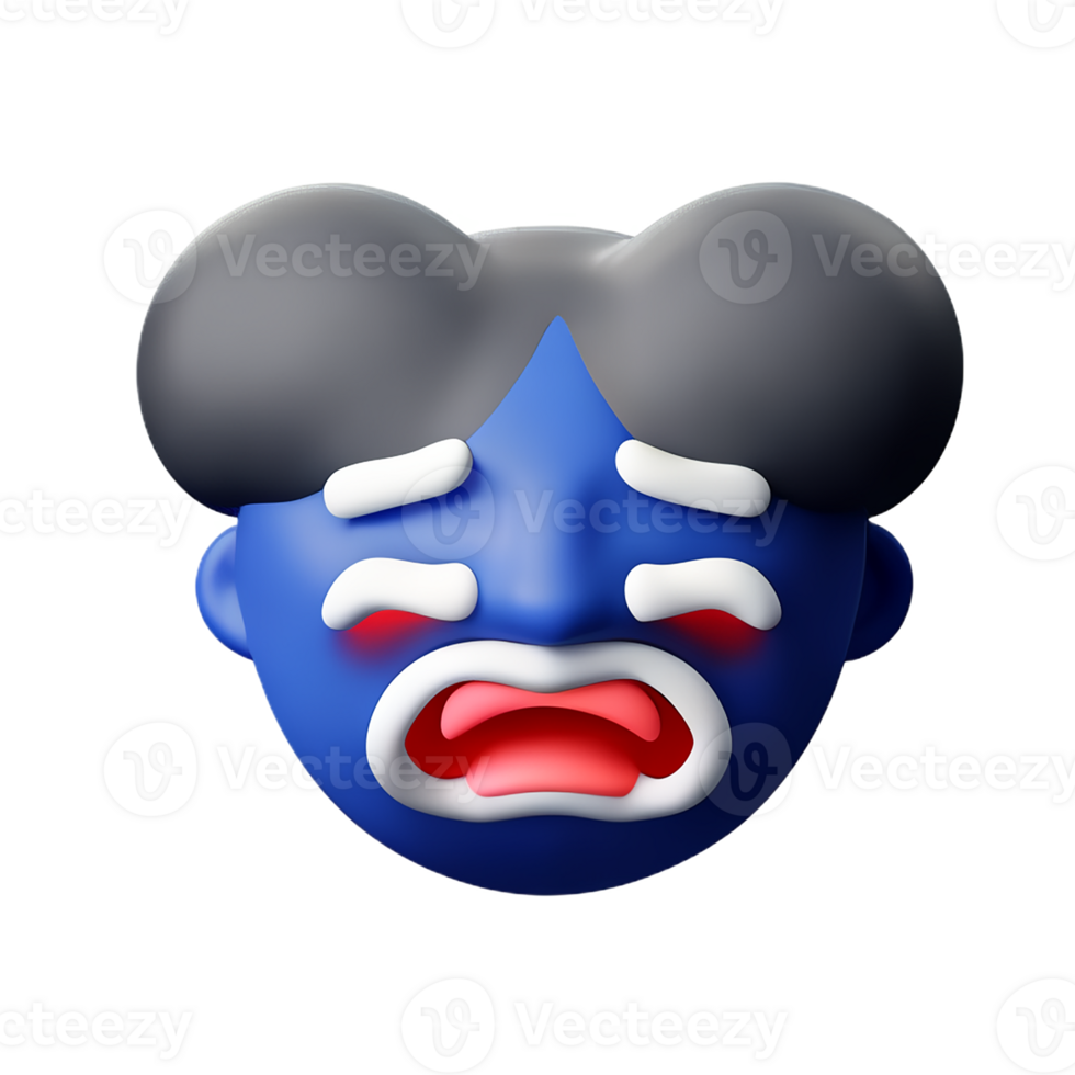 stress face 3d rendering icon illustration png