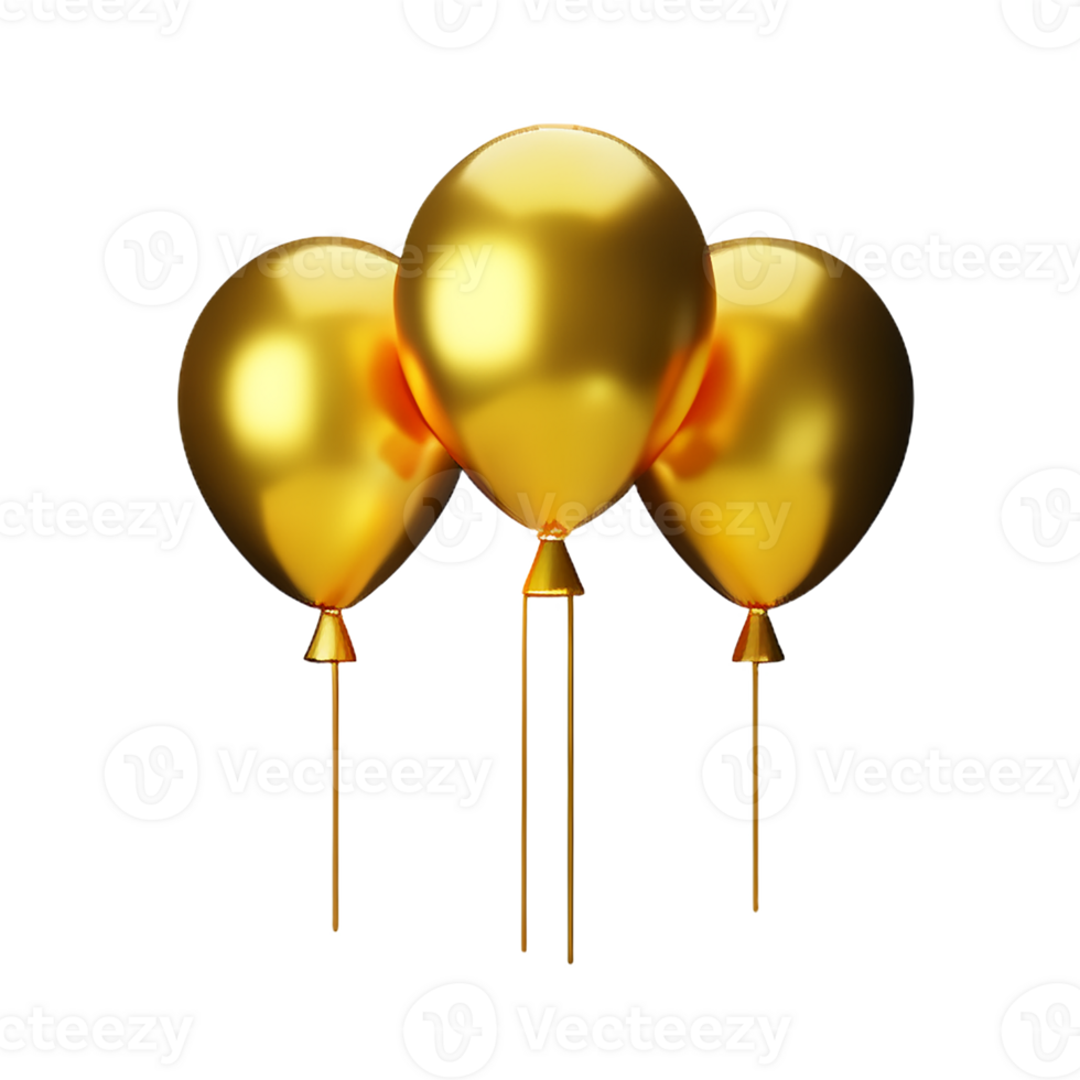 gold balloons 3d rendering icon illustration png