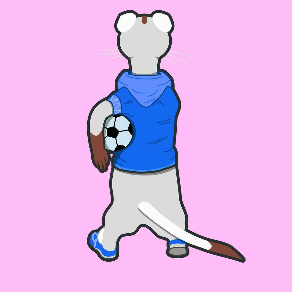 Ferret icon of an athlete with a ball on the back. Mink mascot. Cartoon vector mink icon for web design