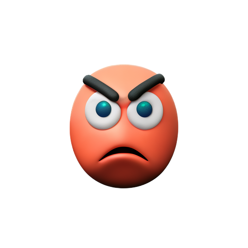 angry face 3d rendering icon illustration png