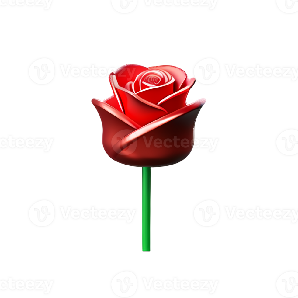 red rose 3d rendering icon illustration png