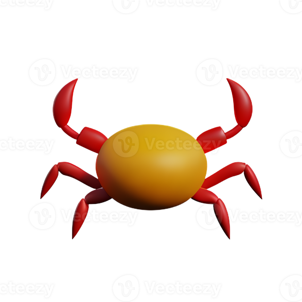 crab 3d rendering icon illustration png