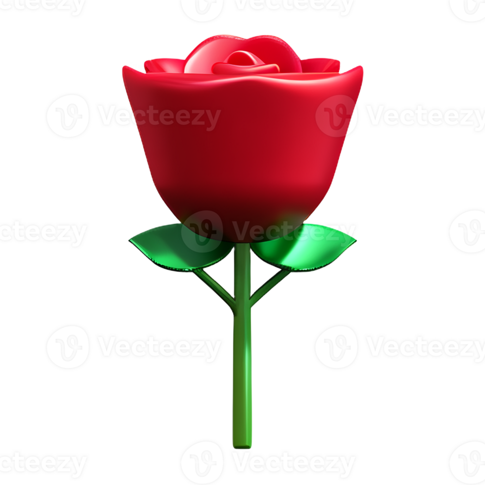 red rose 3d rendering icon illustration png