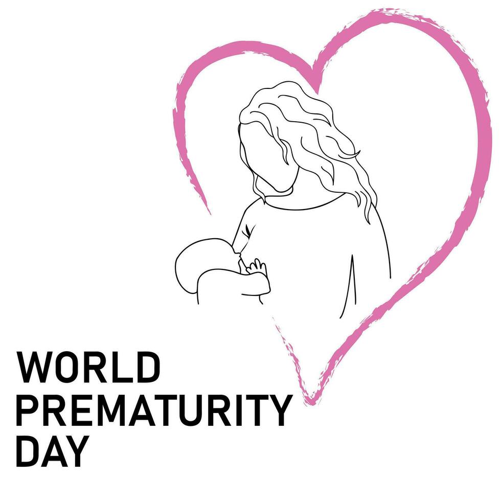 Prematurity day outline illustration vector