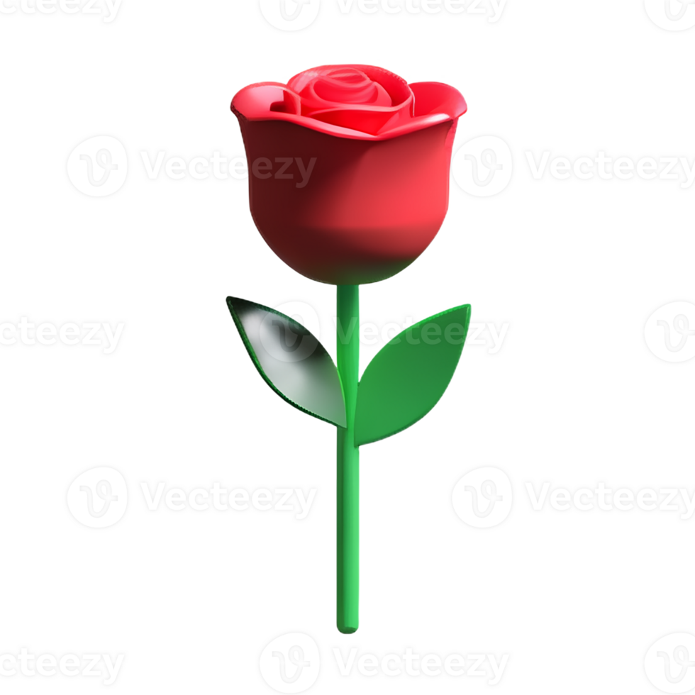 red rose 3d rendering icon illustration png