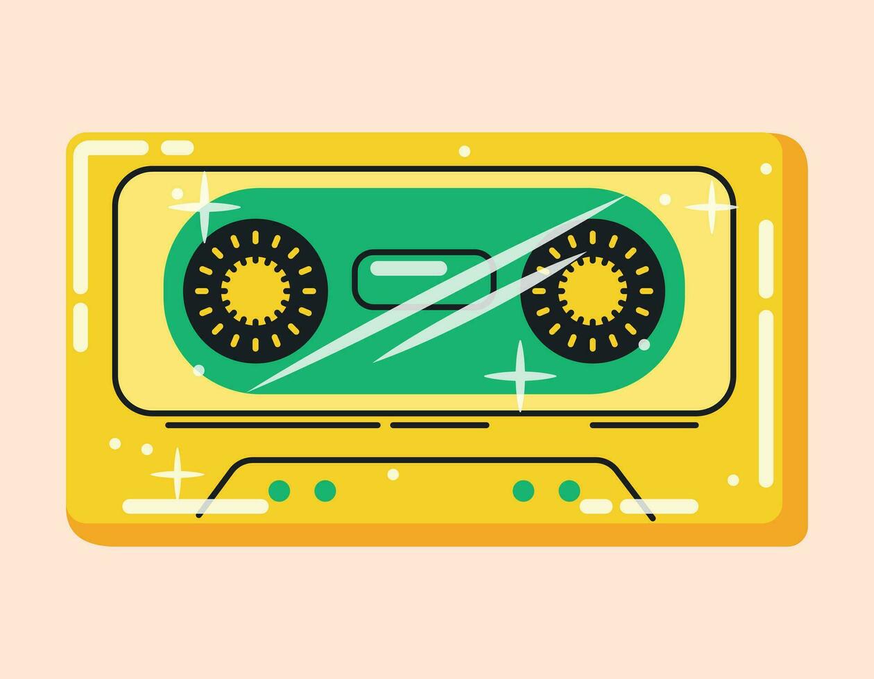 antiguo cinta casete para grabadora. retro dispositivo para jugando y almacenamiento música. vector aislado plano ilustración, 90s estilo.