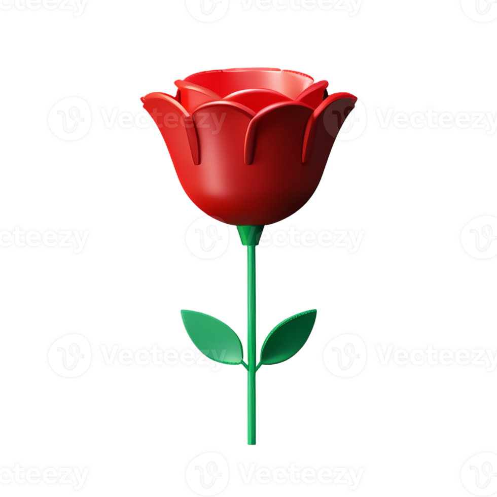 red rose 3d rendering icon illustration png
