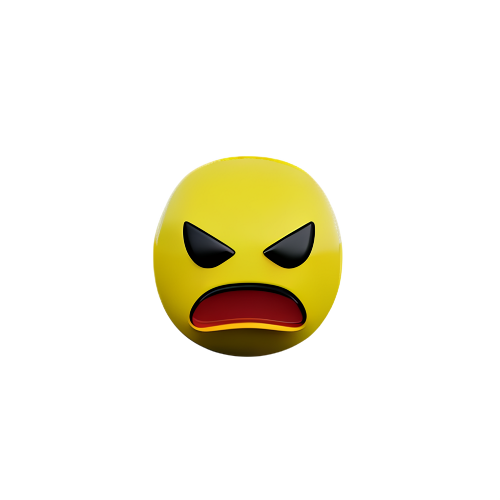 angry face 3d rendering icon illustration png