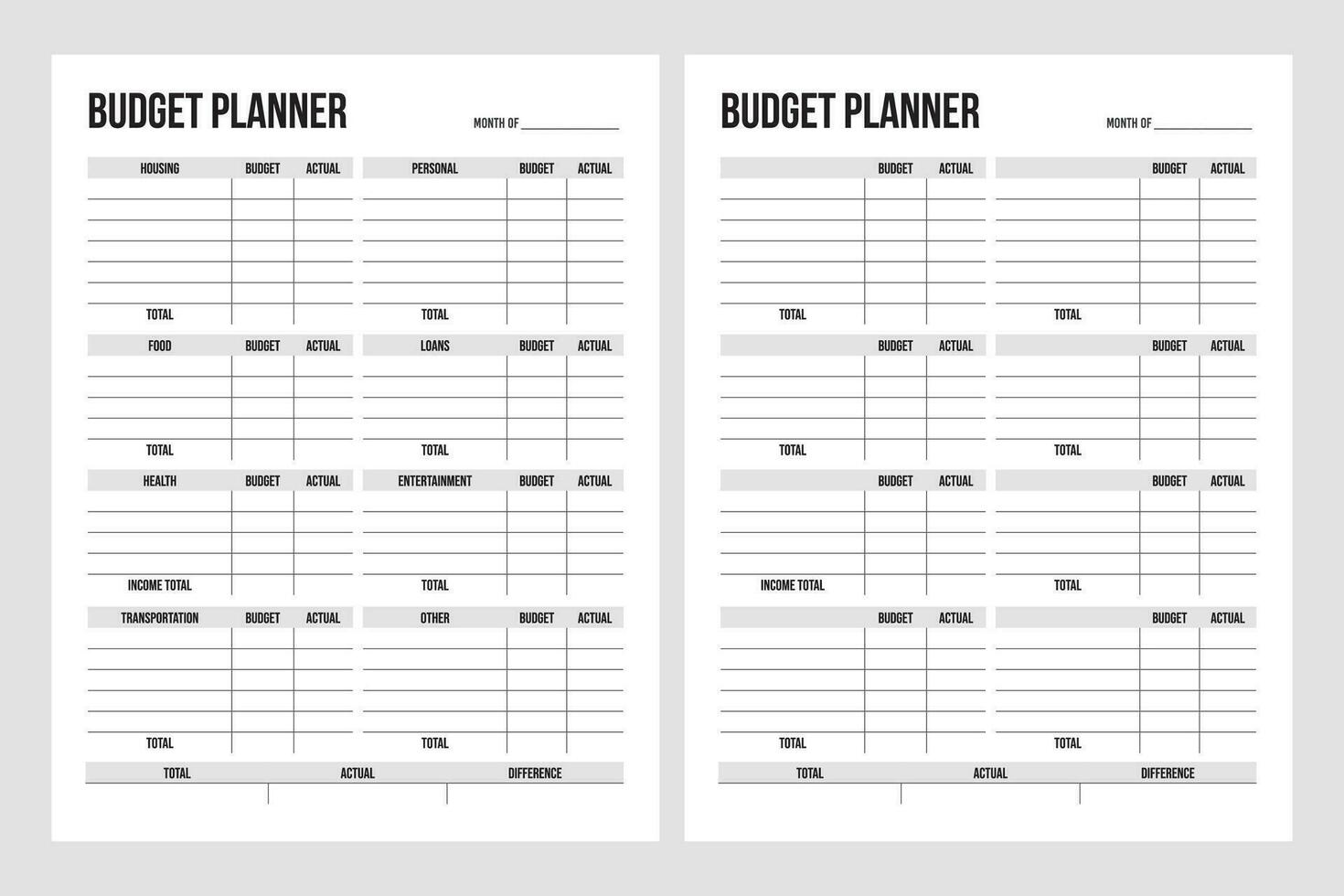 Monthly Budget Planner Printable, Budget tracker vector