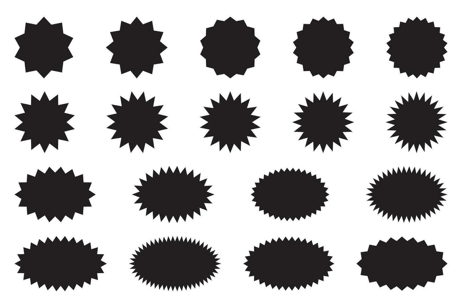 Set of vector starburst, sunburst badges. Design elements - best for sale sticker, price tag, quality mark. Flat vector illustration isolated on white background.