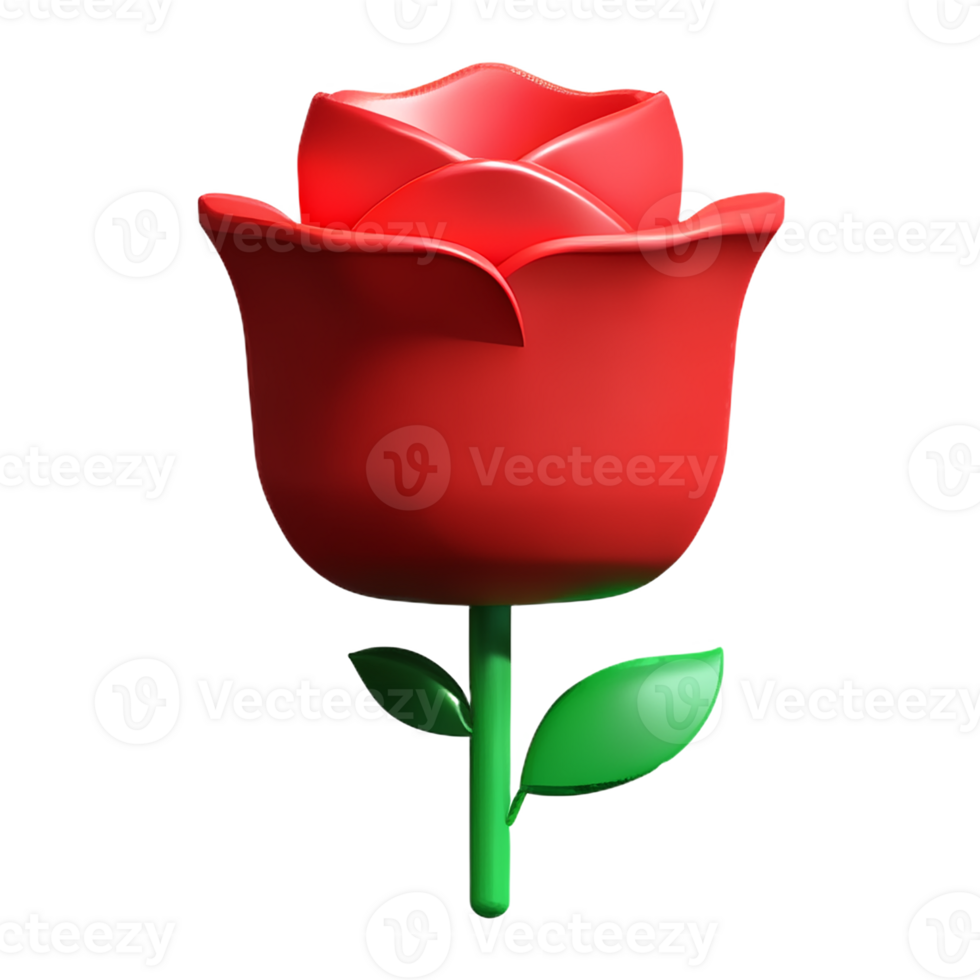 red rose 3d rendering icon illustration png