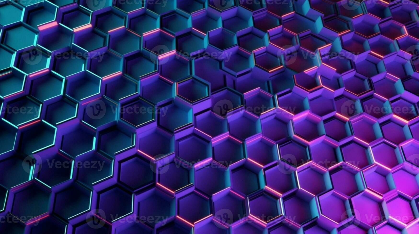 Hexagon Grid with Futuristic Blue and Purple Gradient AI Generated photo