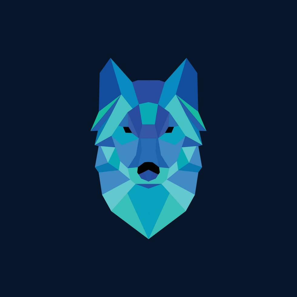 Geometric Wolf head vector logo design