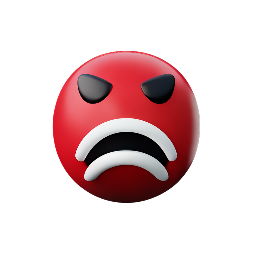 angry face 3d rendering icon illustration png