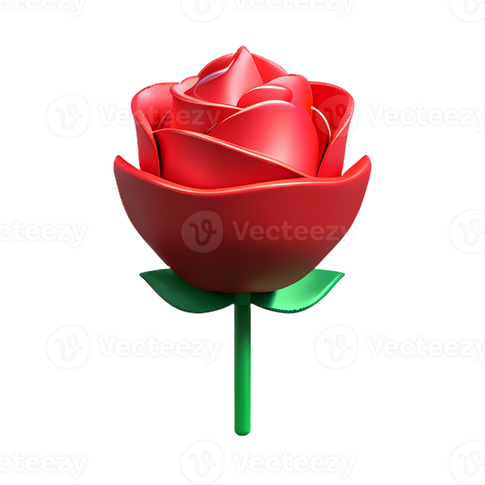red rose 3d rendering icon illustration png