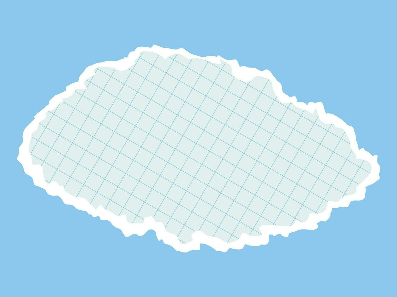 Template for a banner, torn notebook sheet on a blue background. Uneven paper element with a checkered pattern. School theme, sheet for notes. vector