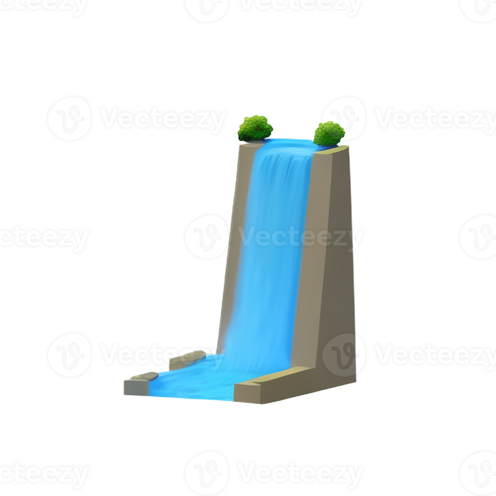 waterfall 3d rendering icon illustration png