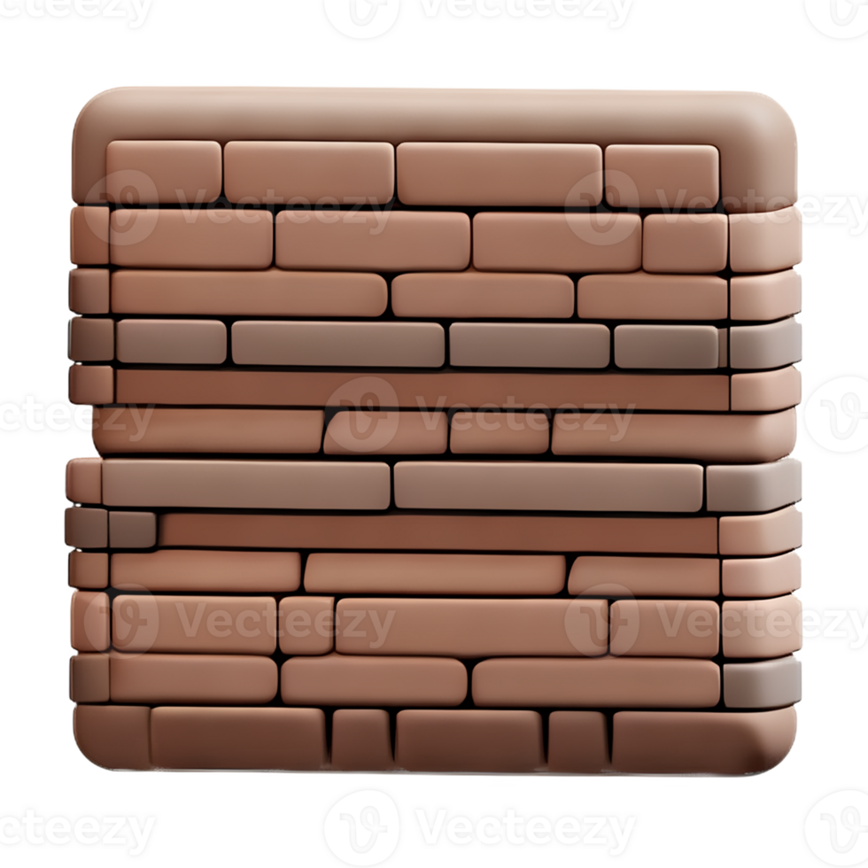 brick wall 3d rendering icon illustration png