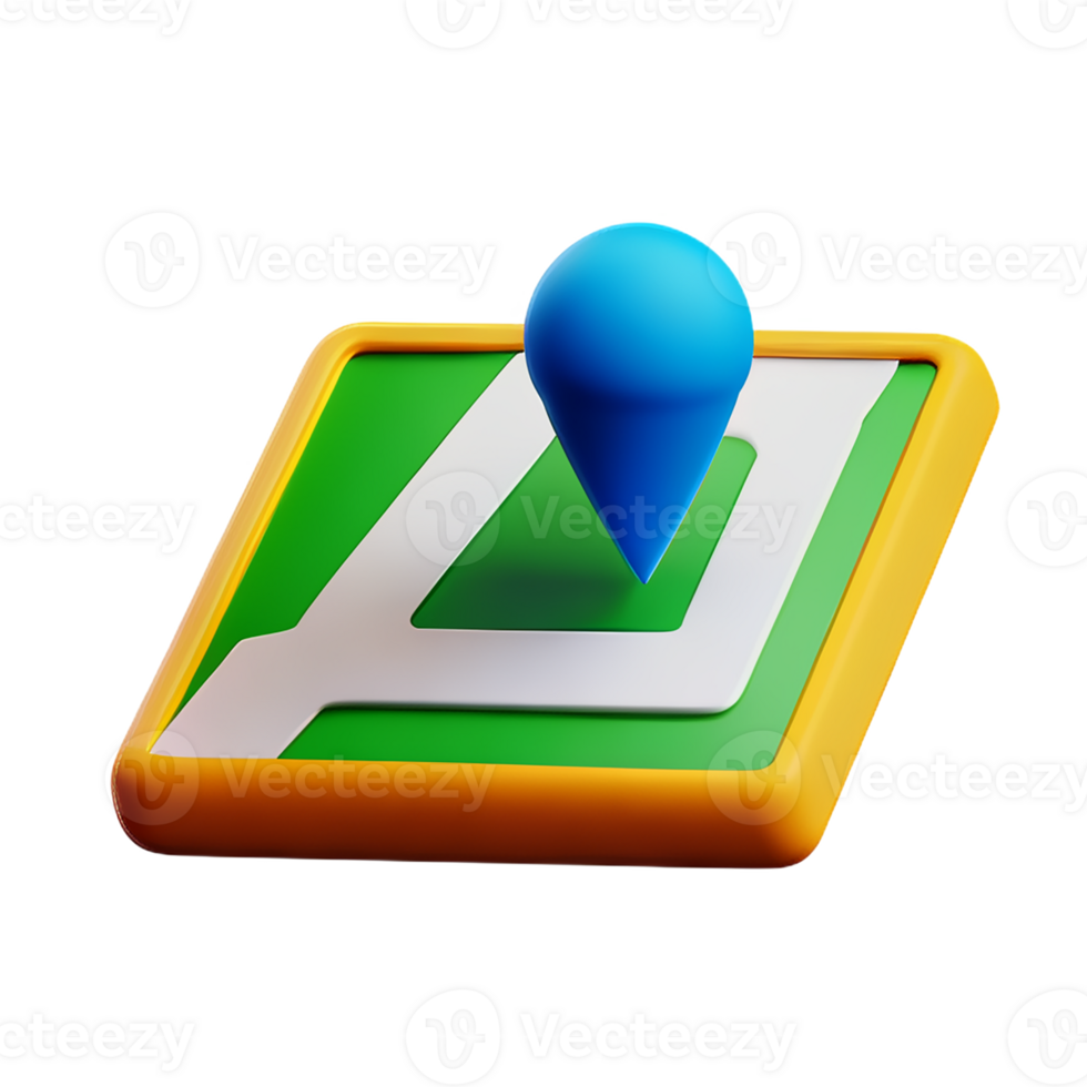 map 3d rendering icon illustration png
