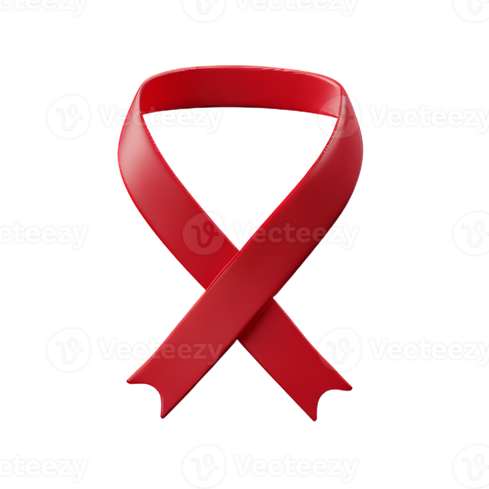 red ribbon 3d rendering icon illustration png