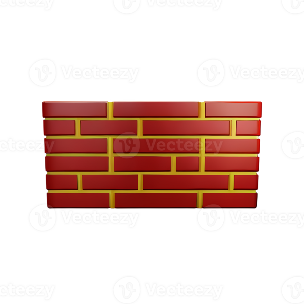 brick wall 3d rendering icon illustration png