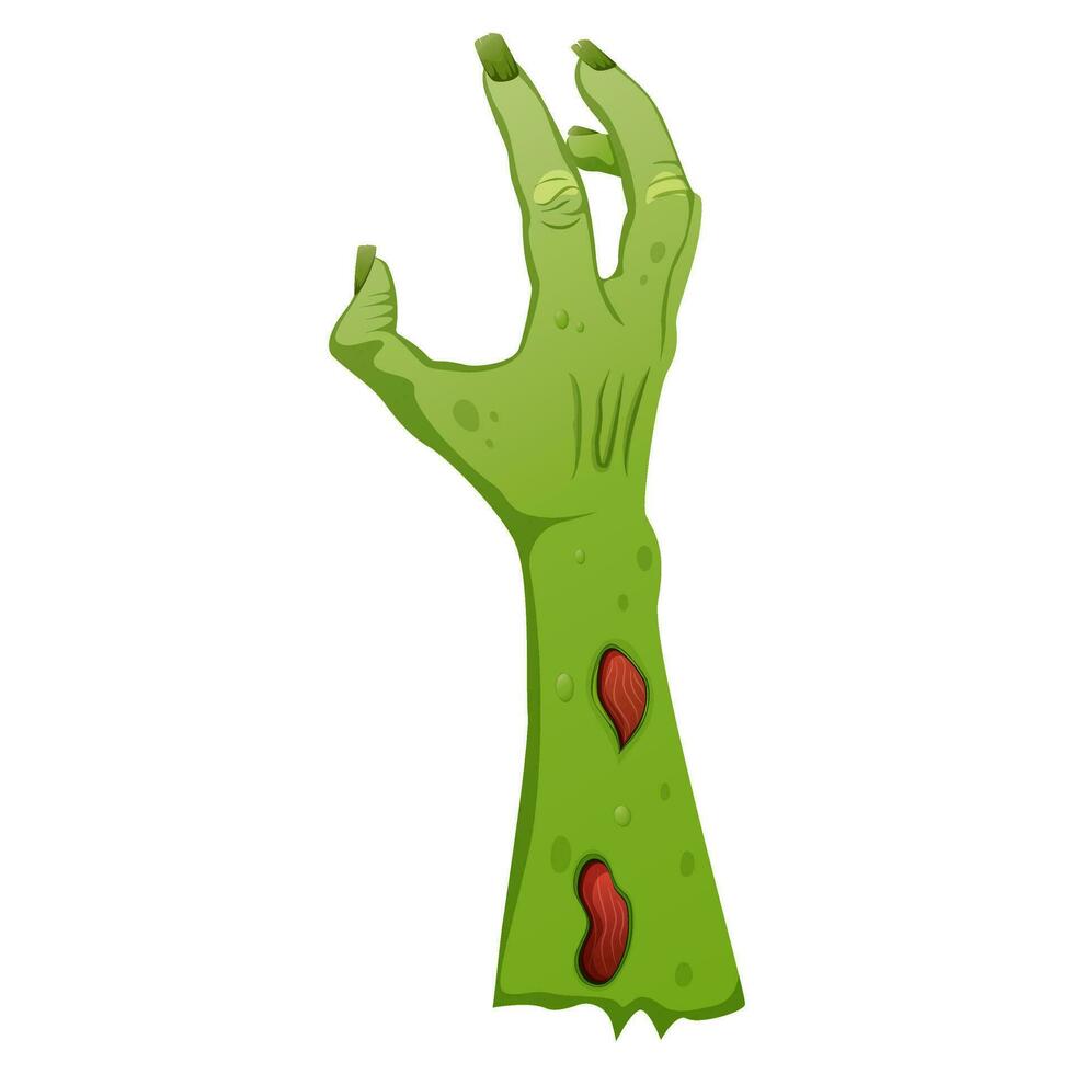 Zombie hand isolated on white Halloween time element vector