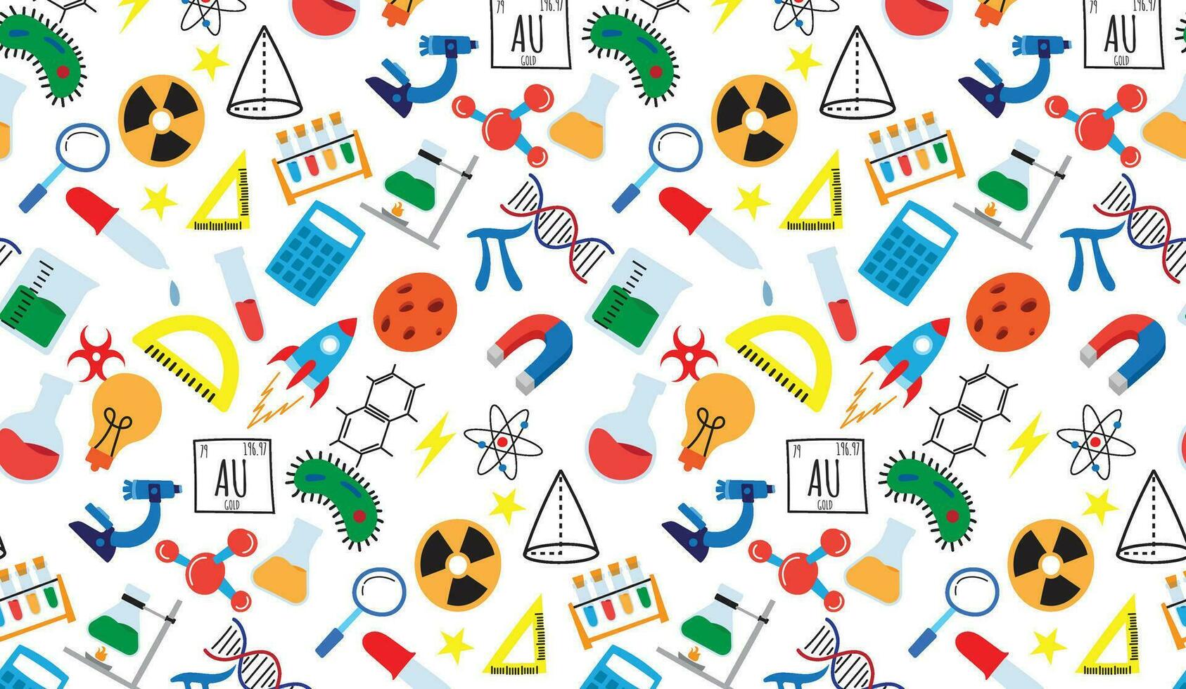 science doodle pattern simple background education school colorful monochrome vector