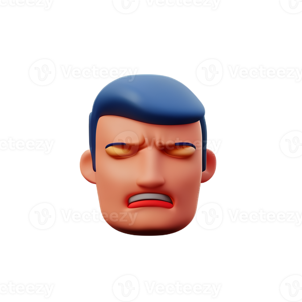 stress face 3d rendering icon illustration png