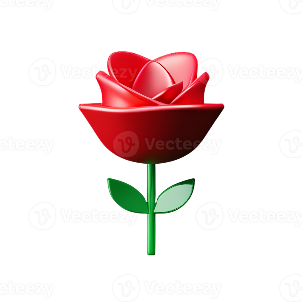 red rose 3d rendering icon illustration png