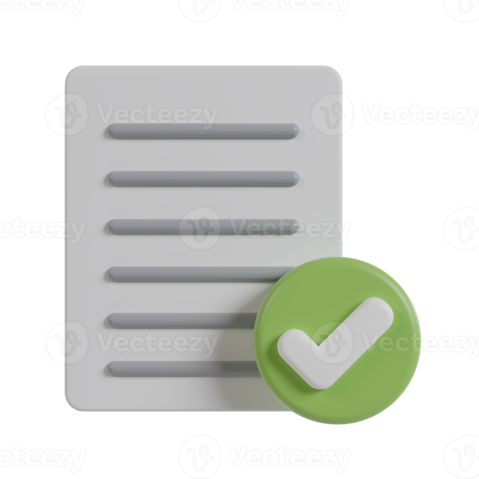 Document and check mark 3d icon. png