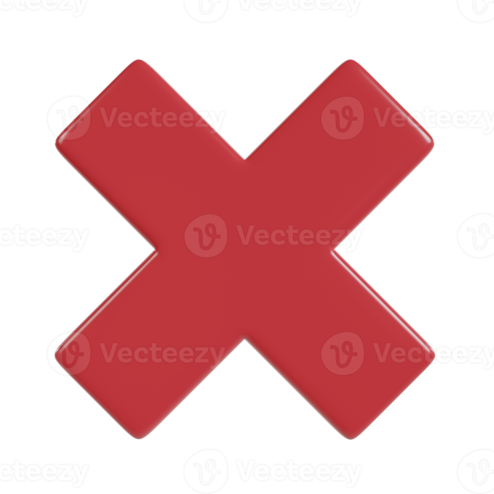 Cross icon 3d button. wrong check mark. png