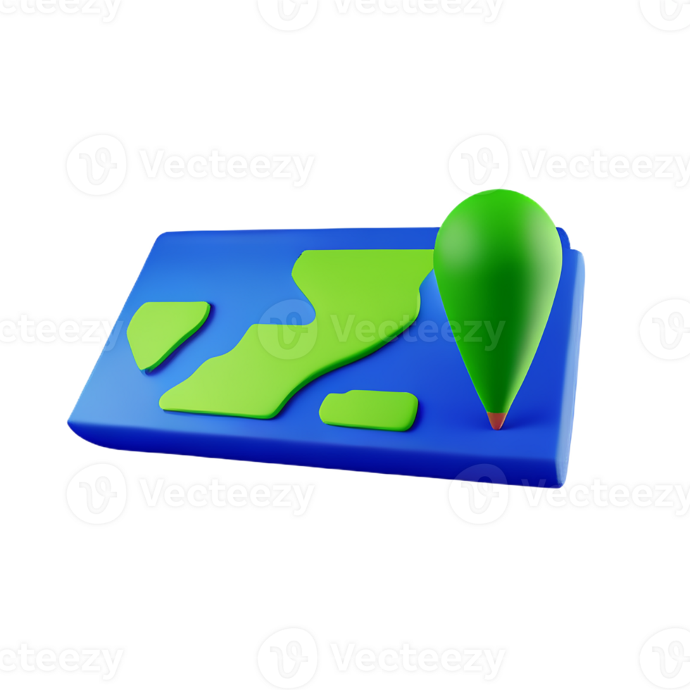 map 3d rendering icon illustration png