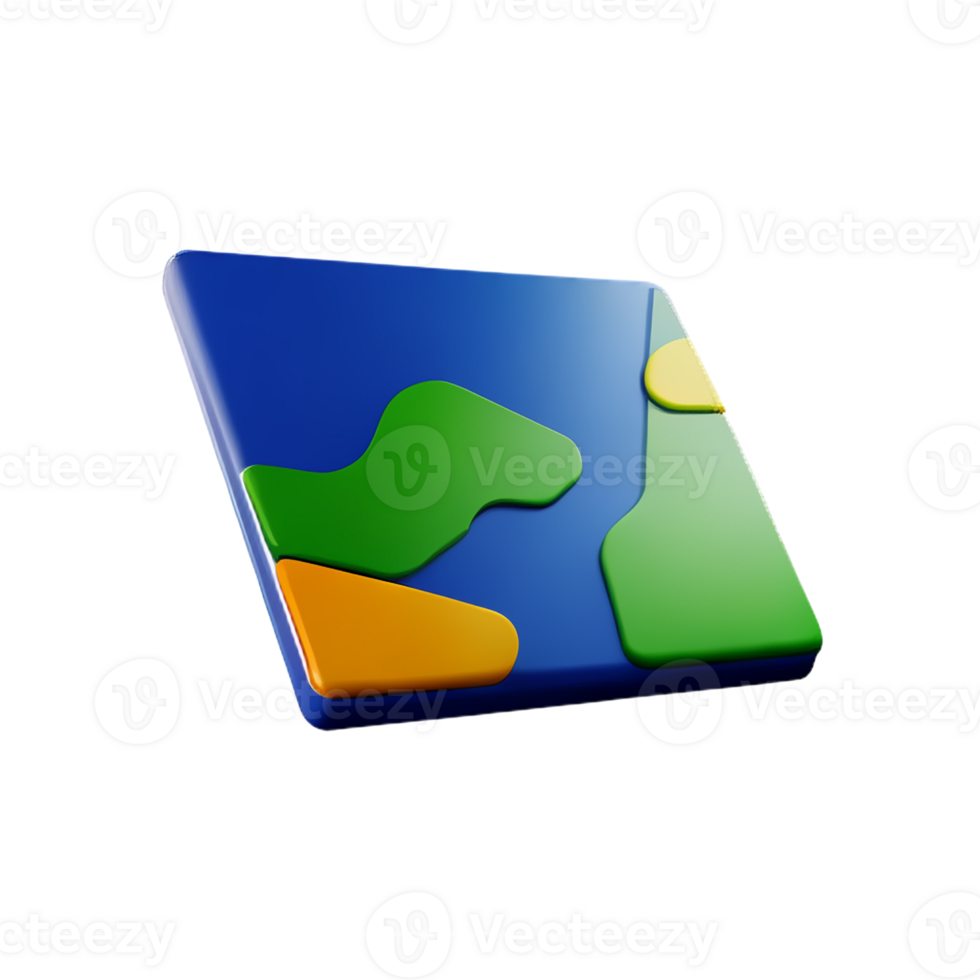 map 3d rendering icon illustration png