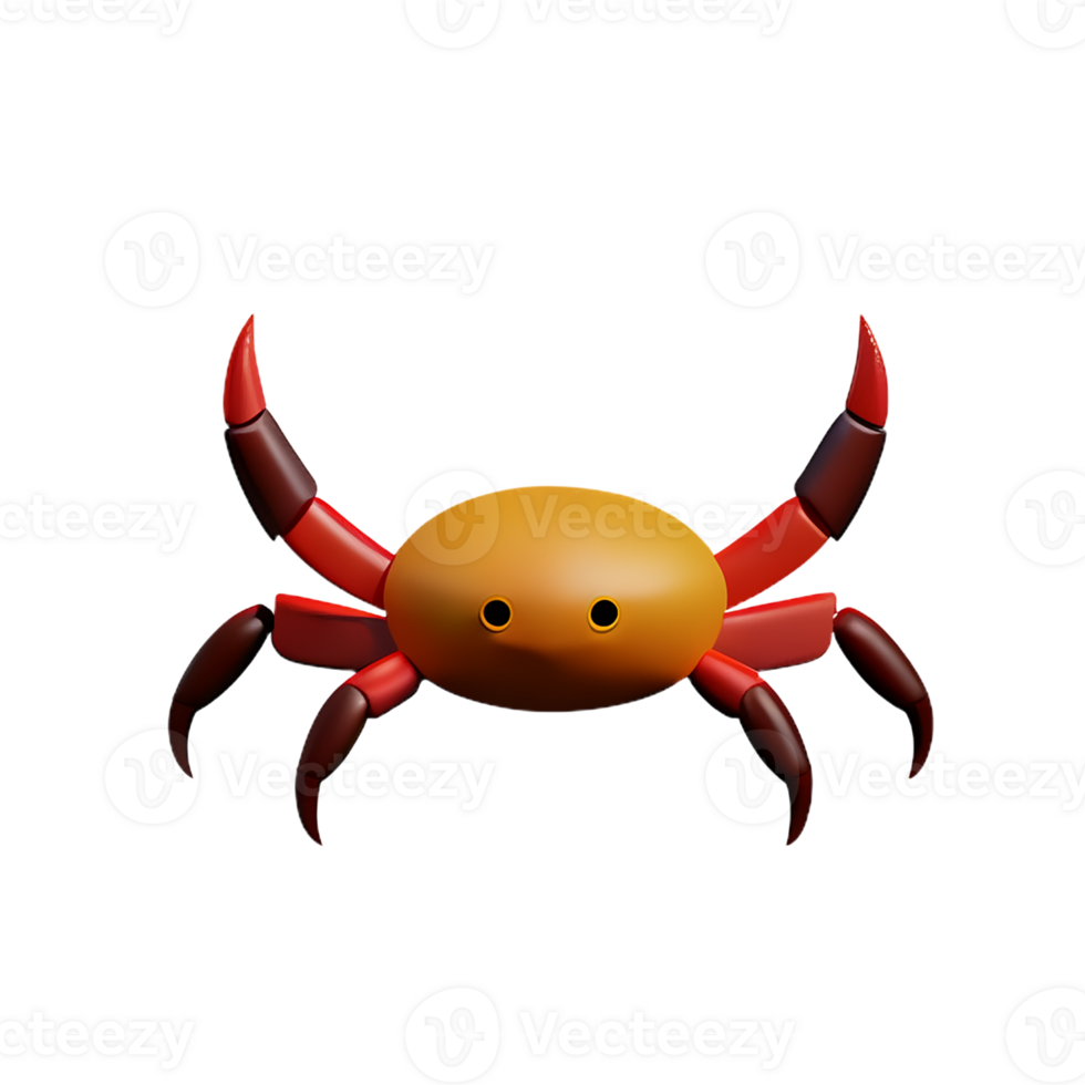 crab 3d rendering icon illustration png