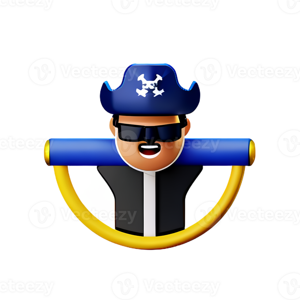 Pirate 3d rendering icon illustration png