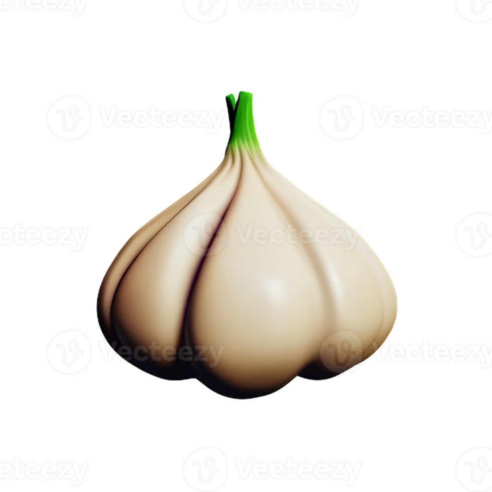 garlic 3d rendering icon illustration png