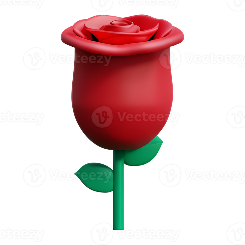 red rose 3d rendering icon illustration png