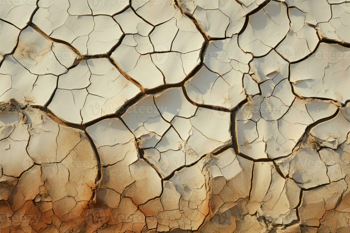 Natures plea Cracked soil in desert bears witness to climate changes toll AI Generated photo