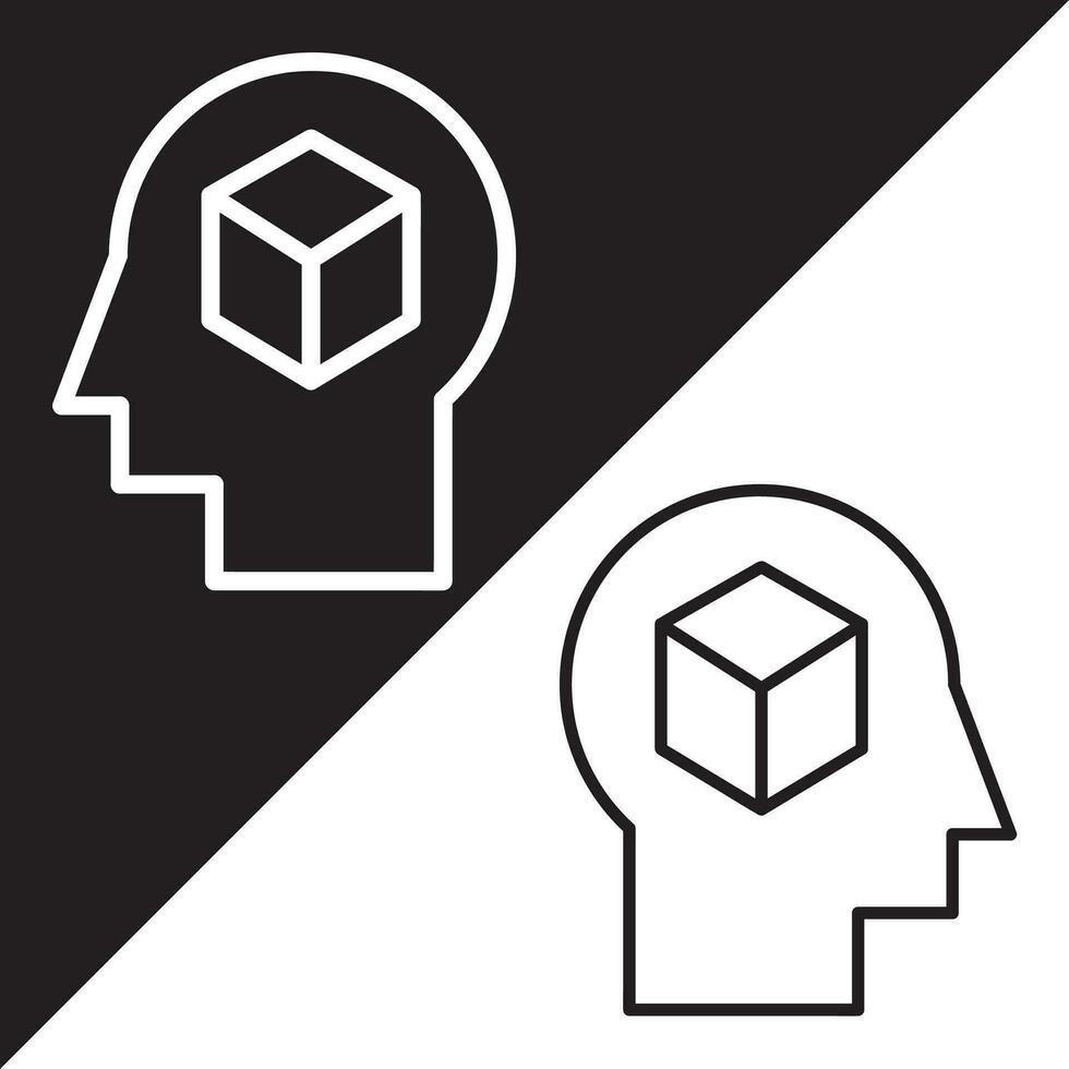 Man Head icon. Man head and Cube vector icon from Artificial Intelligence collection. Outline style Man head icon.