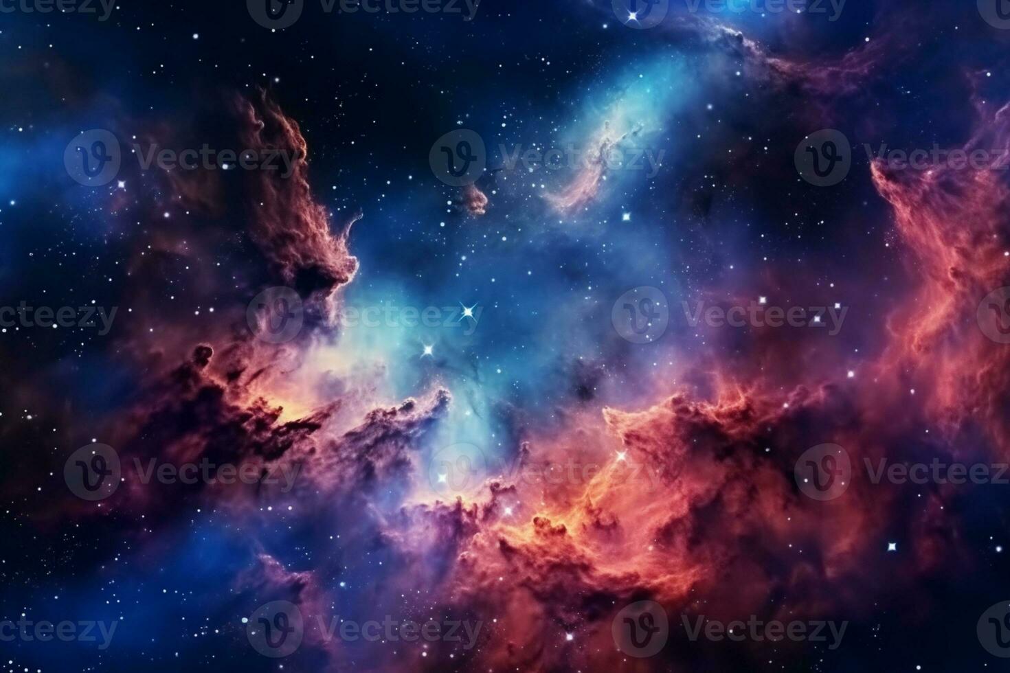 Mesmerizing abstraction of a night sky featuring stars, nebulae, and galaxies. AI Generated photo