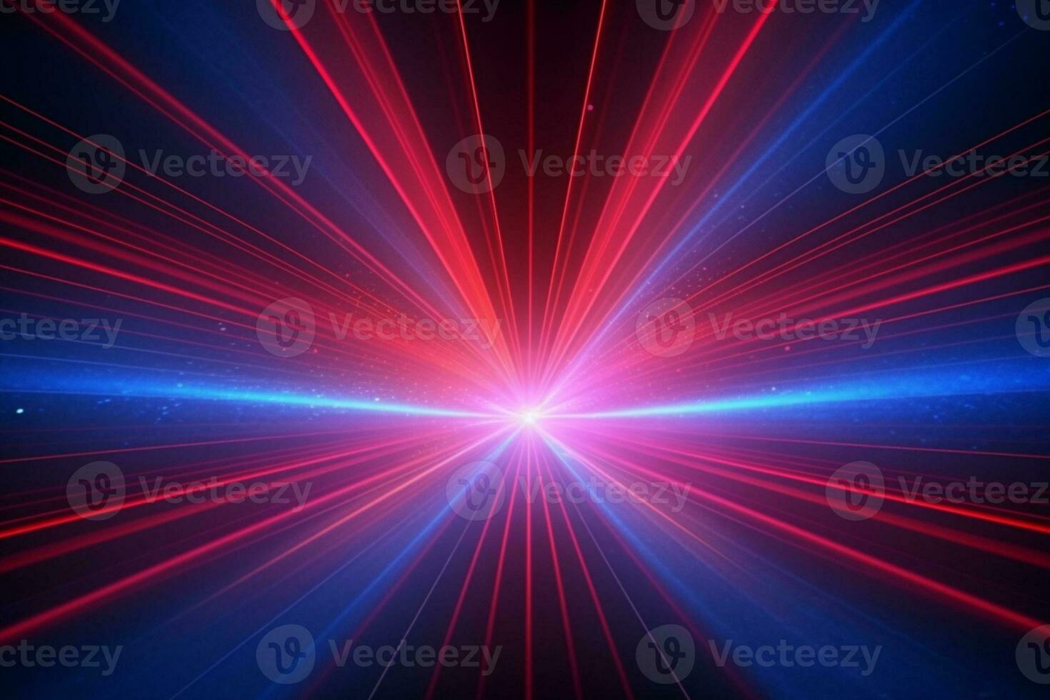 Captivating blue and red shining rays set the disco vibe. AI Generated photo