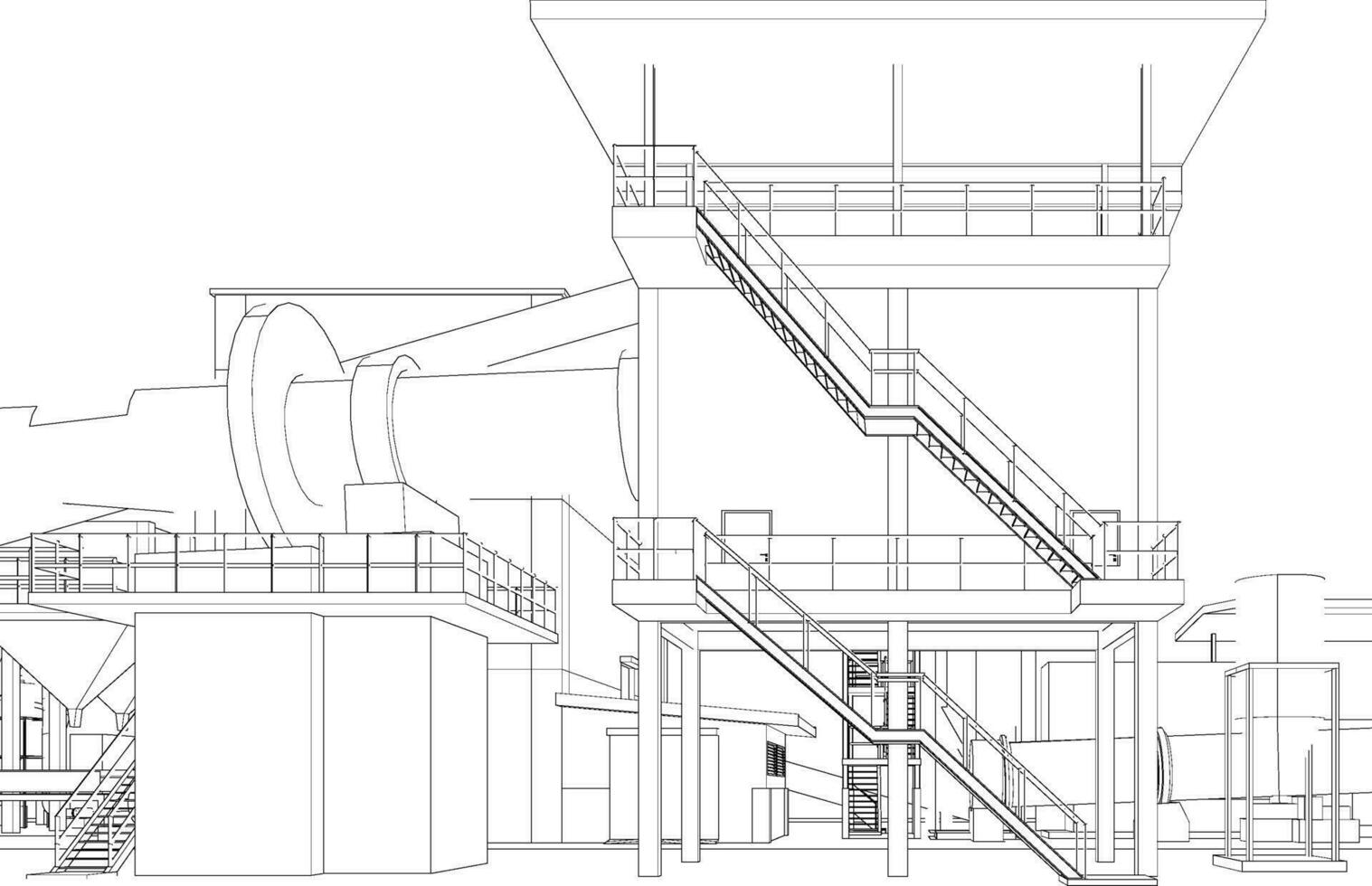 3D illustration of industrial building vector