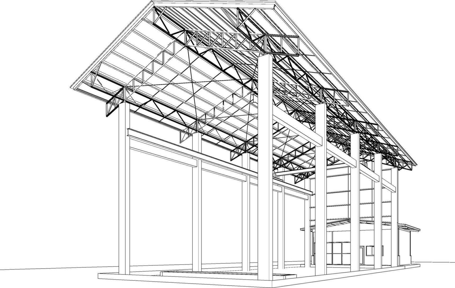 3D illustration of industrial building vector