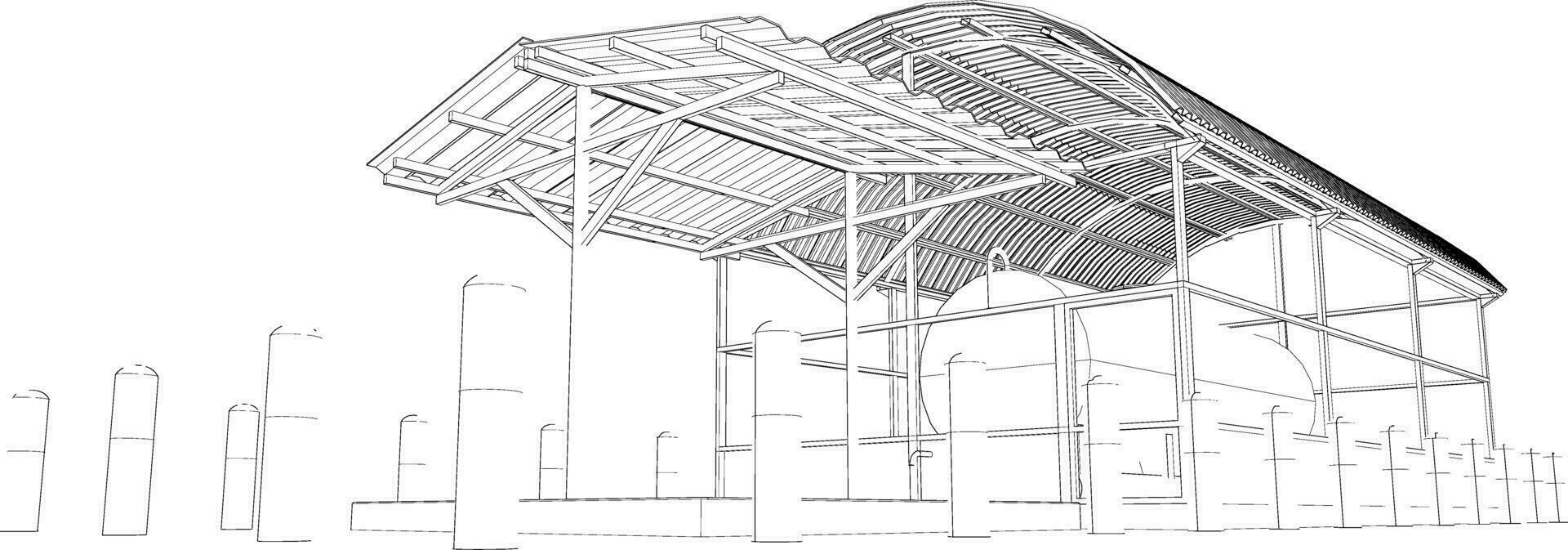 3d ilustración de industrial edificio vector