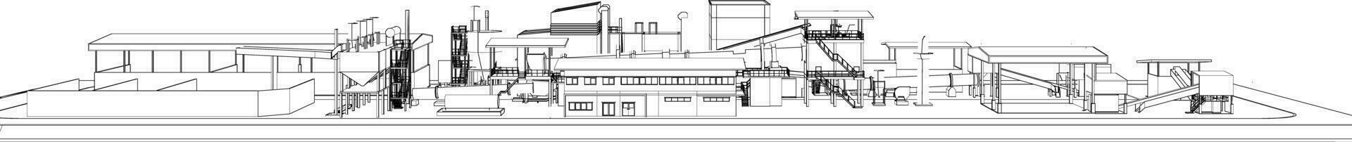 3D illustration of industrial building vector