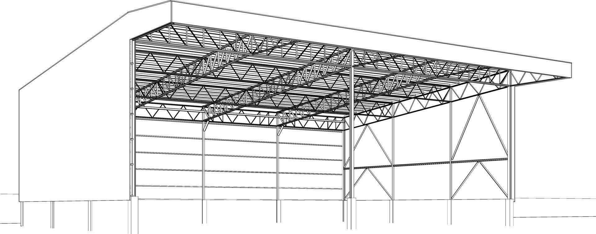 3D illustration of industrial building vector