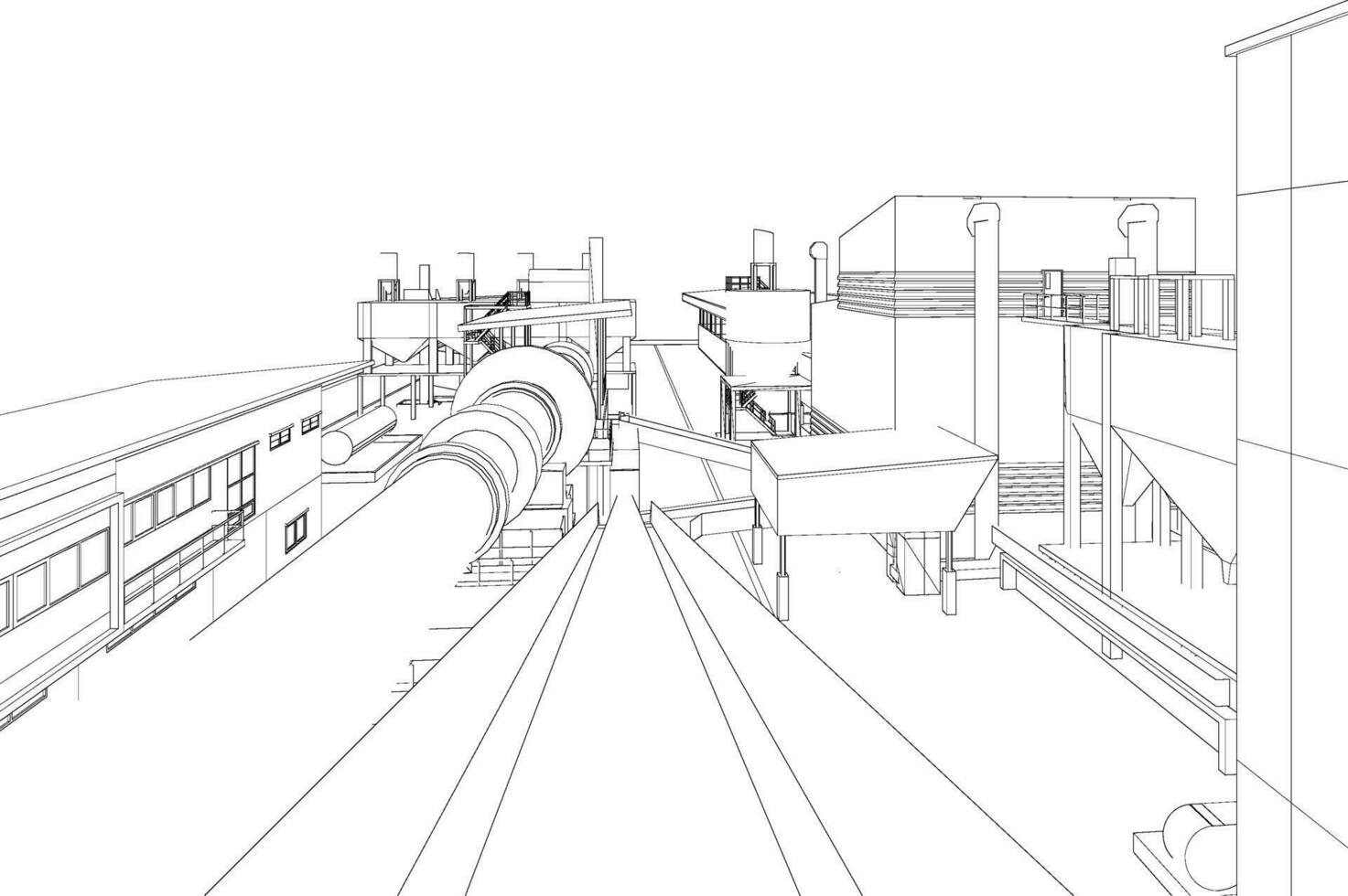 3d ilustración de industrial edificio vector